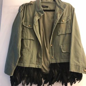 Zara jacket with real feather all around